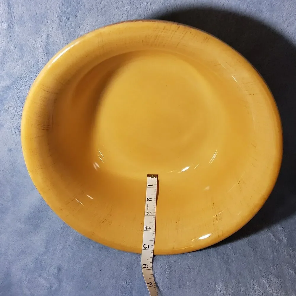 Pier 1 Toscana Gold Mixing Bowls Set 3 Nesting Earthenware Yellow Italy Handpain